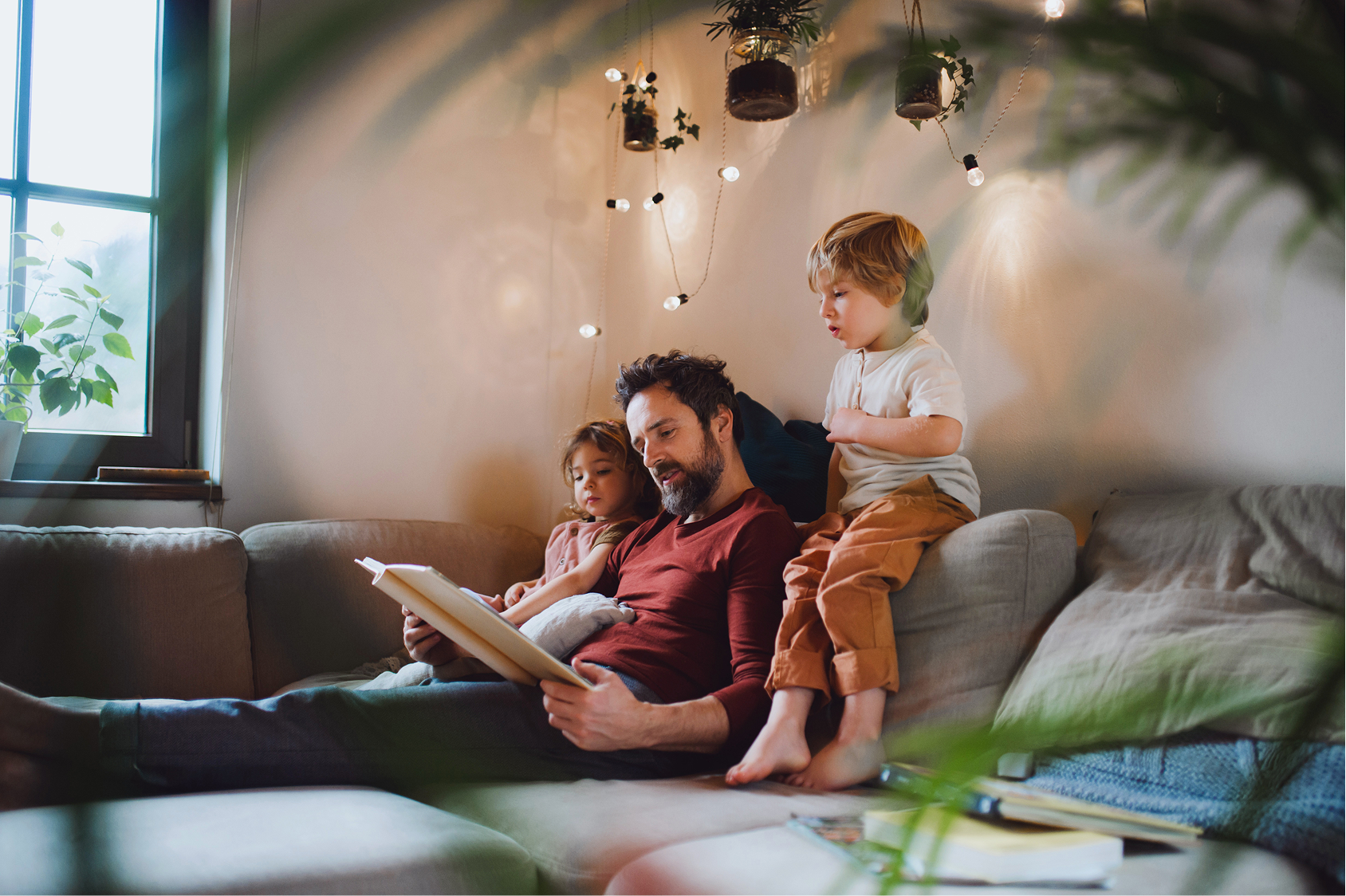Family reviewing a household budget